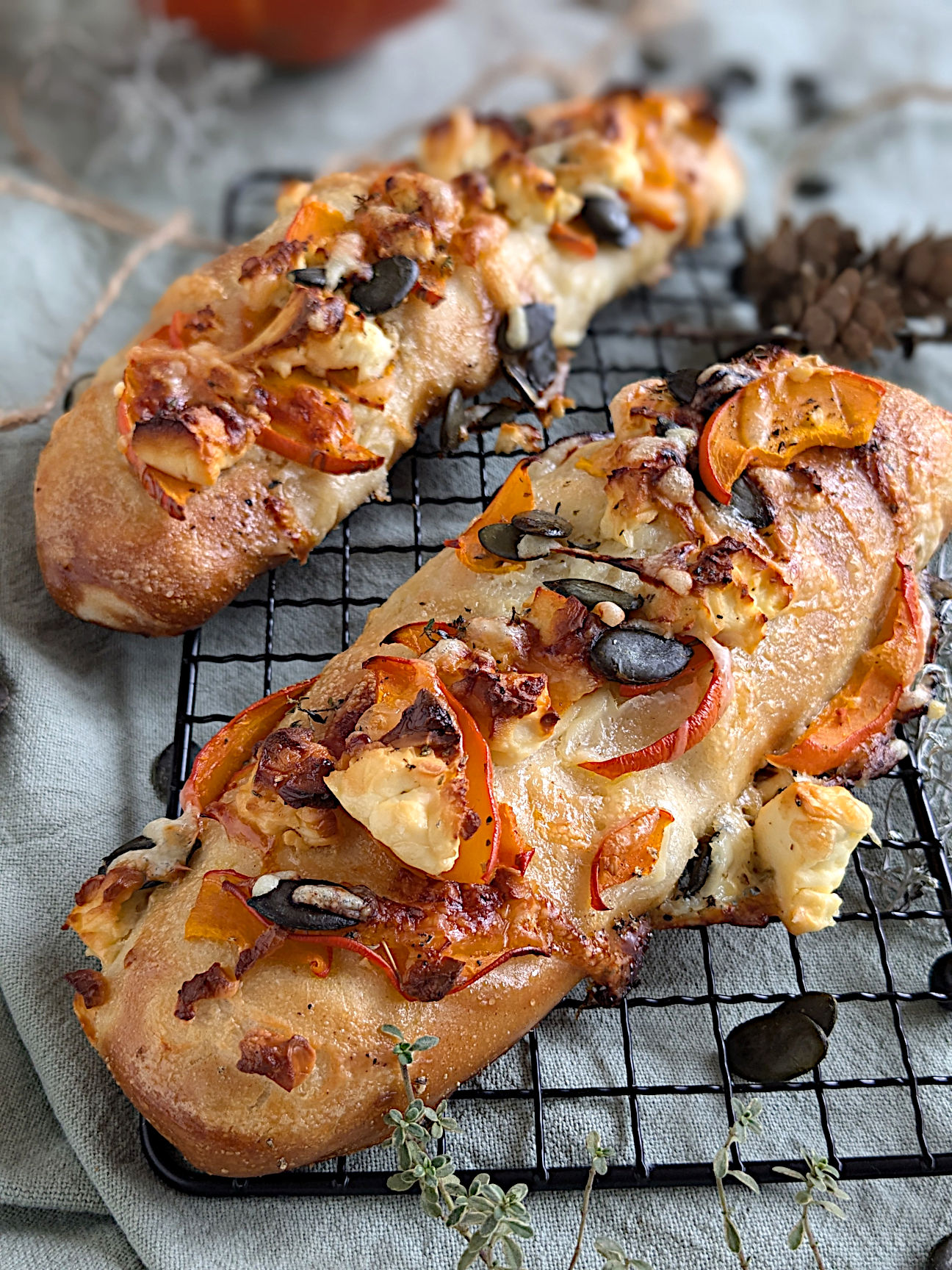 Laugenstangen Flammkuchen Kürbis Rezept